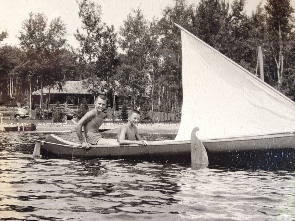 Vic, Bob, and Canoe Under Sail